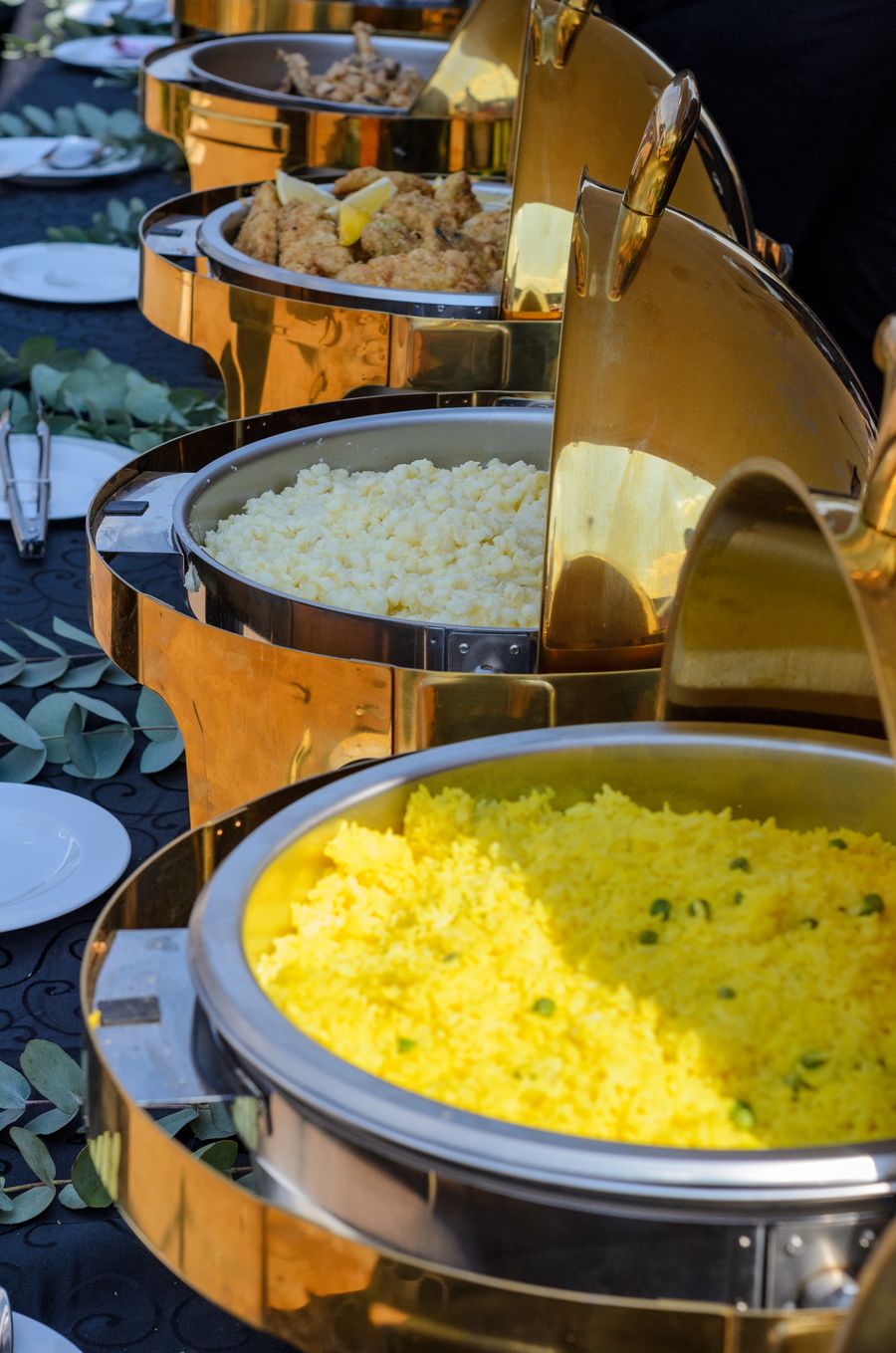 Professional corporate event and office buffet catering setup